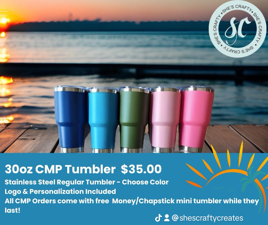 30 ounce Tumbler - Five Colors to Choose From Personalization Included!